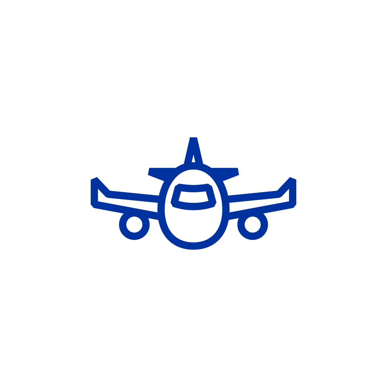 A blue airplane outline.